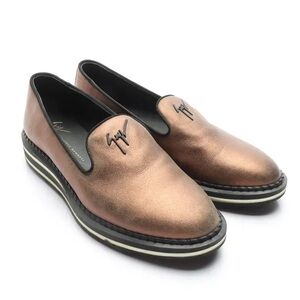 Giuseppe Zanotti Womens Metallic Bronze Slip-On Loafers